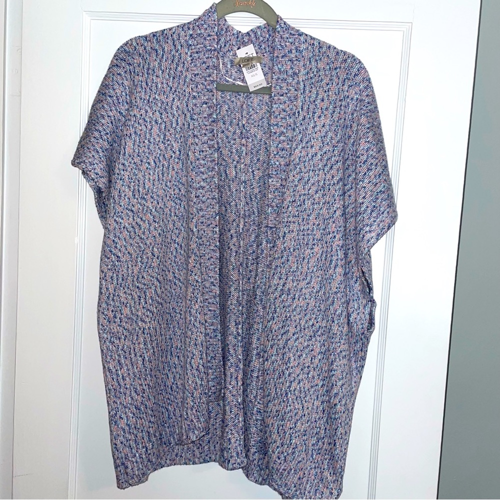 LOFT short sleeve open front cardigan sweater
